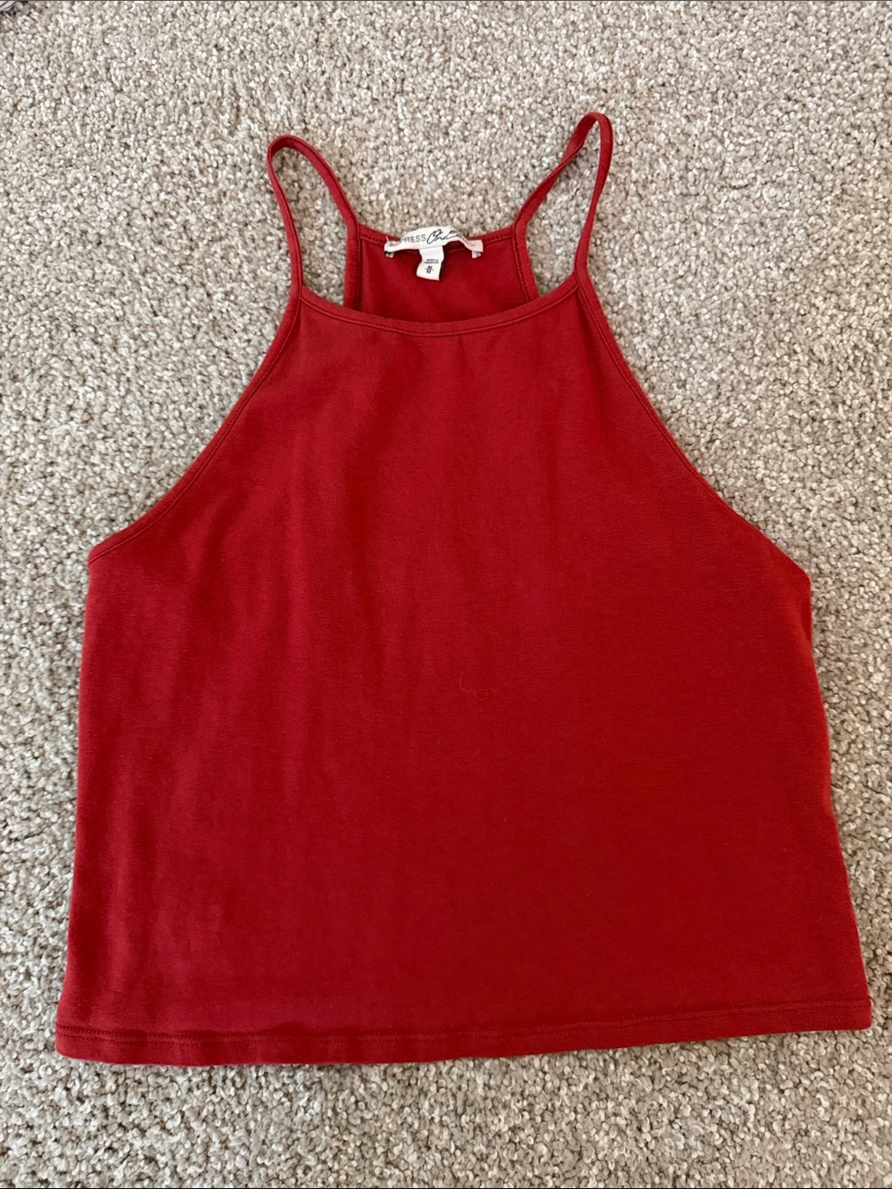 Express Red High-Neck Ribbed Cami